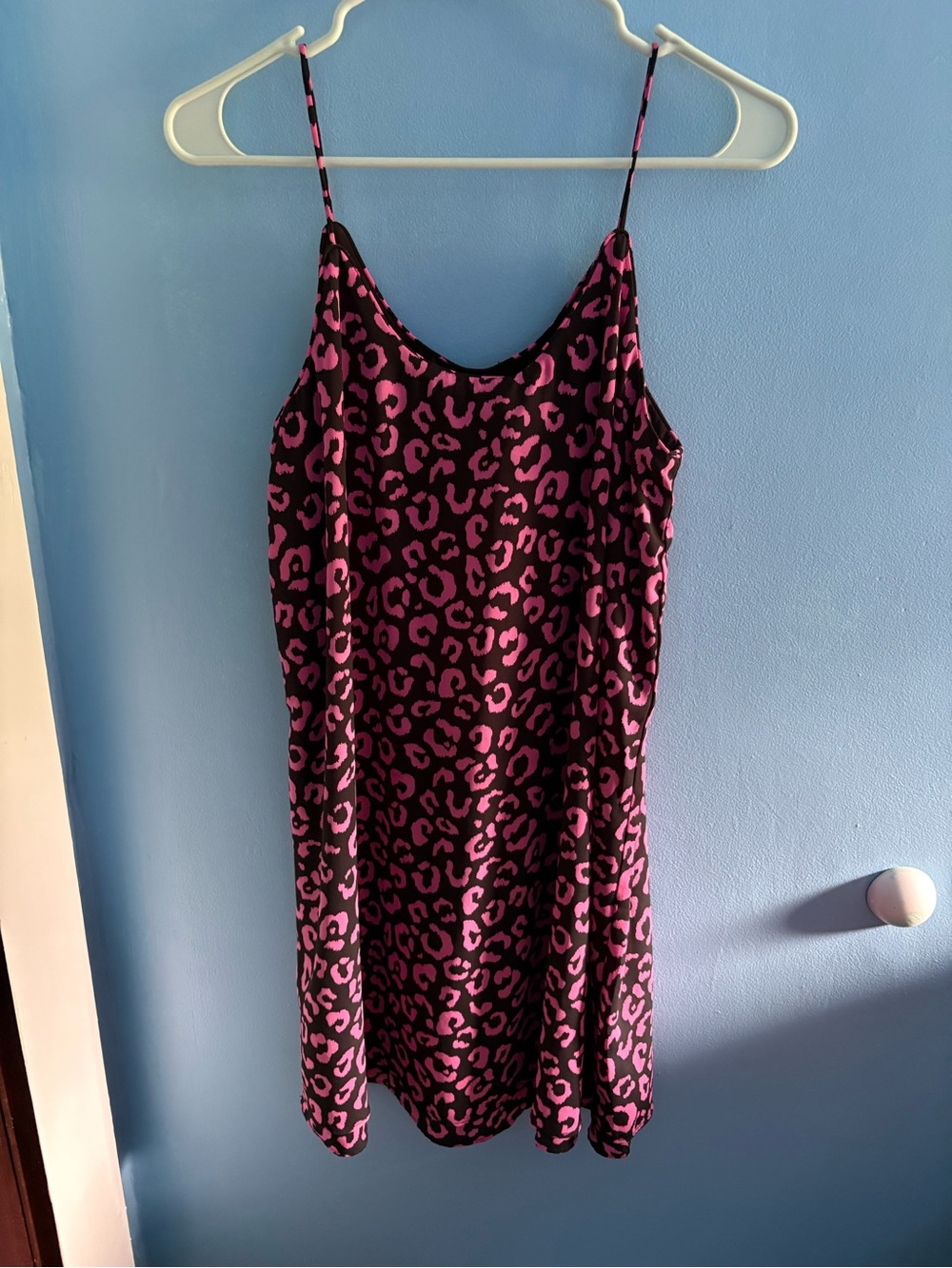 Alya Black and Pink Leopard Slip Mini Dress